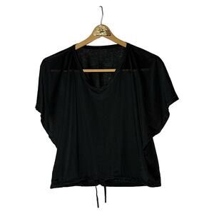 Lululemon Sheer Black Dolman Sleeve V-Neck Top Size S/M
